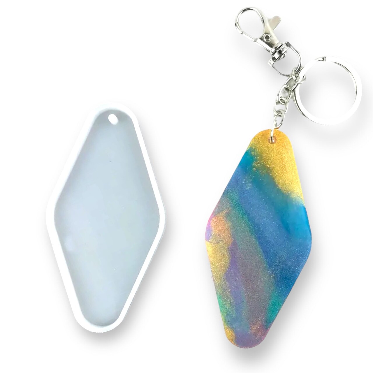 Rhombus Shaped Luggage Tag Silicone Mold for UV and Epoxy Resin Art